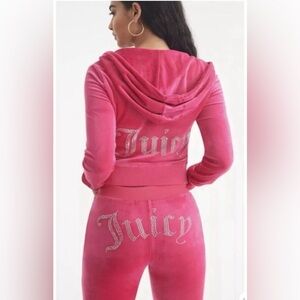 NEW! NWT JUICY COUTURE Velour OG Bling Tracksuit Set in pink party medium